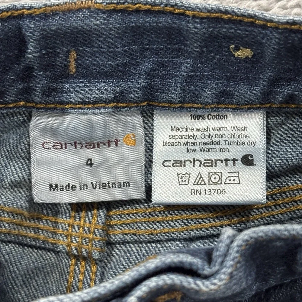 Carhartt Jeans Boys Youth 4 Dark Wash Blue Denim Relaxed Fit Straight Leg